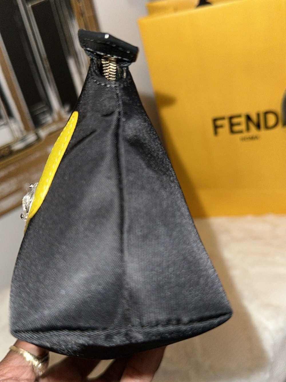 Fendi Monster Eyes Black and Yellow Cosmetic Pouch - Picture 4 of 8
